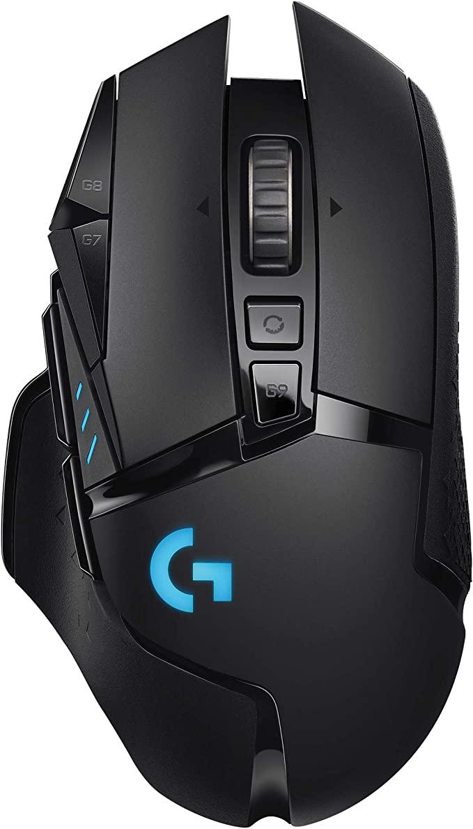 Logitech G502 Lightspeed Wireless Gaming Mouse avec capteur Hero 25K, compatible PowerPlay, poids accordables et Lightsync RGB - Noir