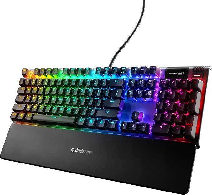 SteelSeries Apex Pro Mechanische Gaming-Tastatur - Einstellbare Betätigungsschalter - Schnellste mechanische Tastatur der Welt - OLED Smart Display - RGB Hintergrundbeleuchtung