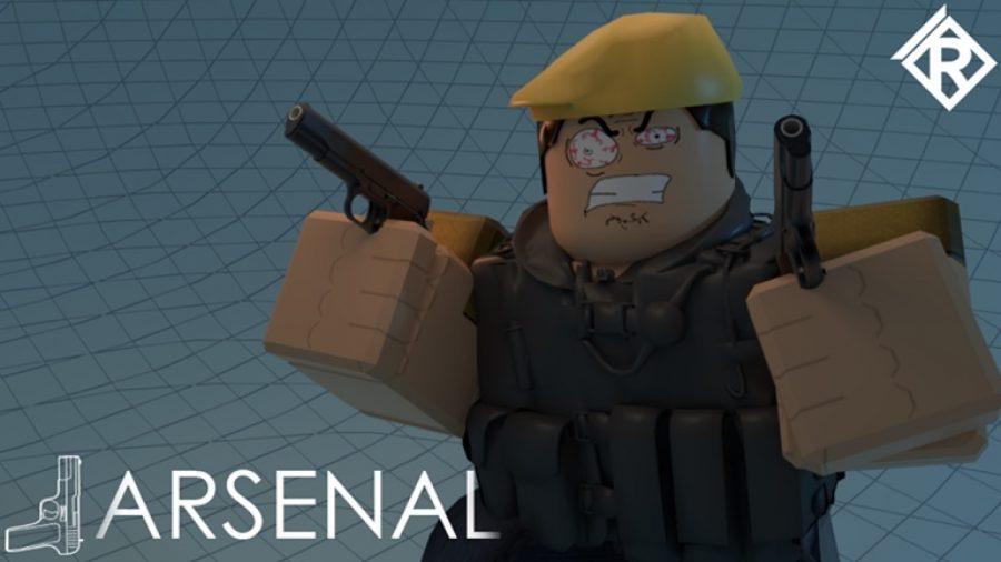 Charakter mit Baskenmütze und verrückten Augen benutzt Doppelpistolen im Arsenal